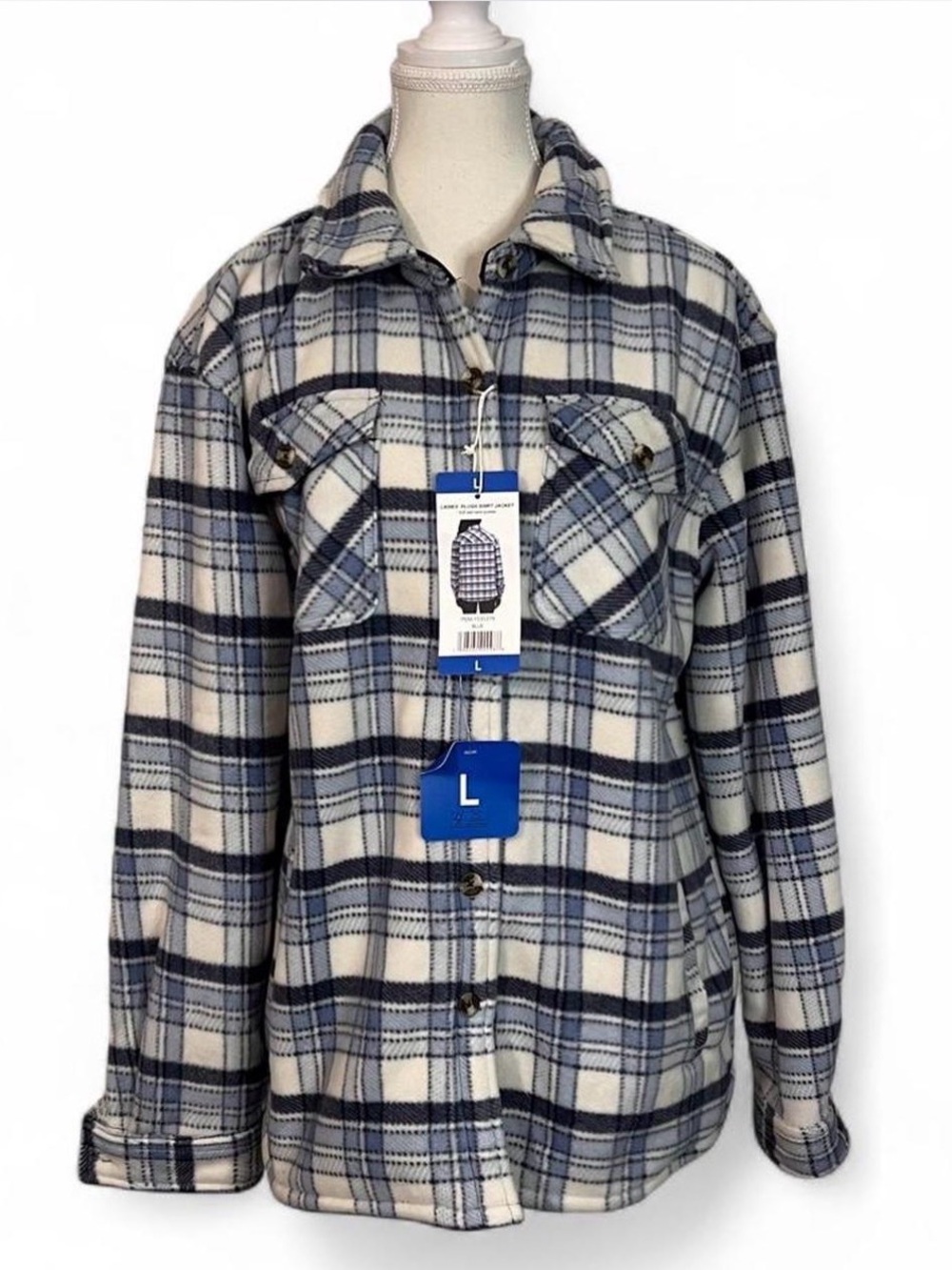 Sage Women's‎ Plaid Super Plush Sherpa Lined Fleece button up Shirt Jacket Large